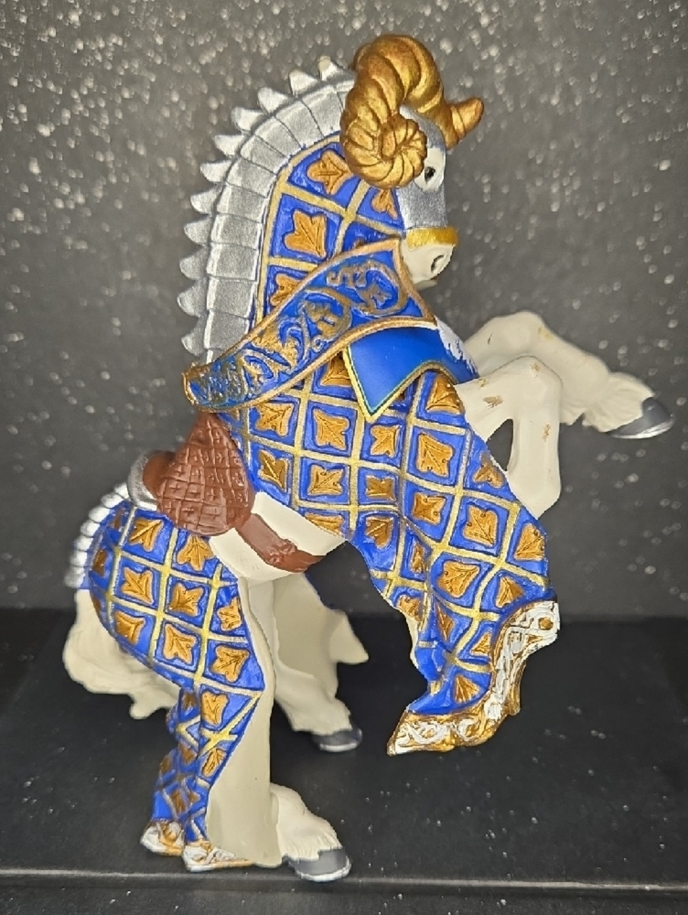 Set Of 2 Papo Medieval World of Knight's Horse Blue Ram Crest Fantasy Figure - Picture 2 of 11